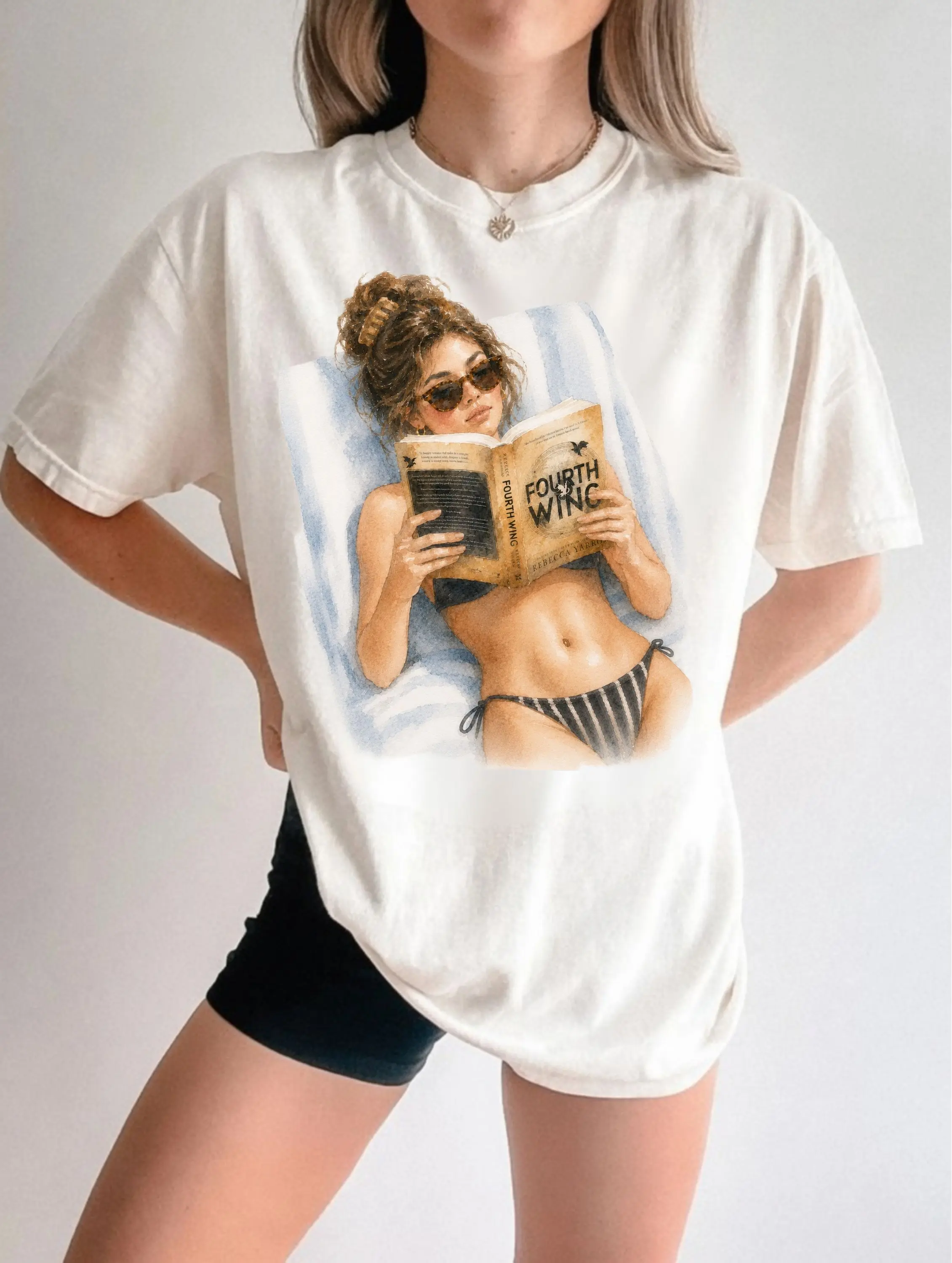 Fourth Wing Book Tshirt, Hair Color & Skin Options, Bookish Shirt, Reader Fourth Wing Crewneck Tee
