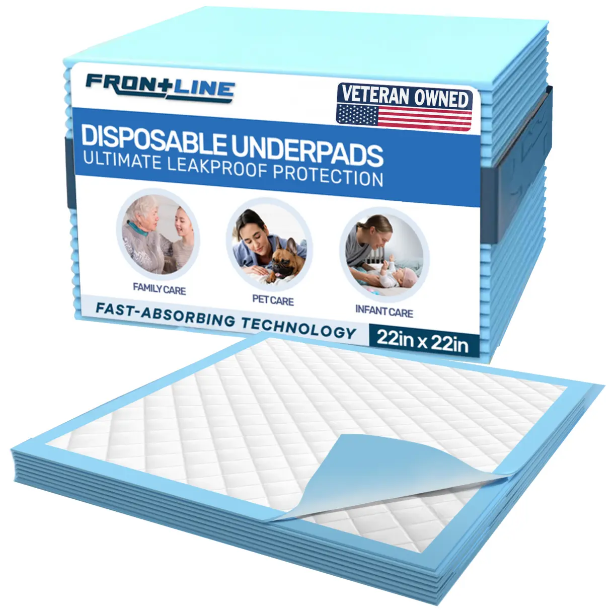 22"x22" Synthetic Disposable Underpads - Superabsorbent, Waterproof, Quick Drying, Leak Proof Chucks Pads (80 Pieces) for Medium Pets & Furniture Moisture Protection
