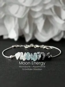 1 pc Moon Energy Bracelet Raw Crystal For Intuitive Healing Manifestations Perfect Gift For Women, Ins Style Design, Suitable For Daily Wear, Gift For Friends, Family, Couples, Birthday And Holiday, Moonstone Bracelet Right Hand