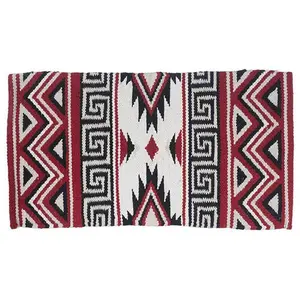 Tough 1 Mayan Navajo Wool Saddle Blanket- Red/Black/Taupe/White