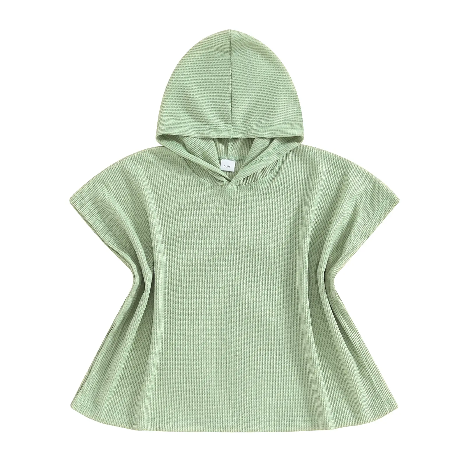 Kids Baby Boy Girl Hooded Beach Towel Wrap Bathrobe Solid Color Waffle Knit Swimsuit Cover Ups Bathing Suit Poncho