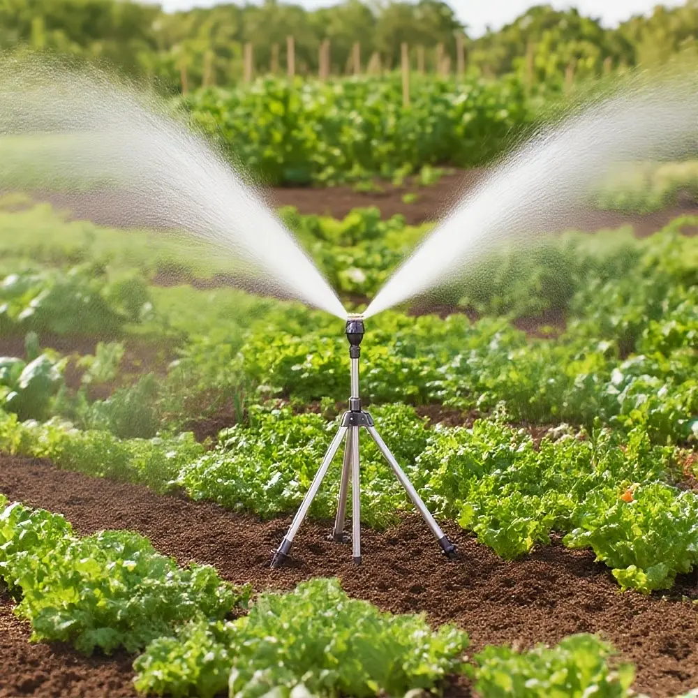 360° Automatic Rotating Tripod Sprinkler, Automatic Irrigation Equipment, Adjustable Height, Large Coverage Area, Sturdy Structure, Easy Installation with Universal Connector, Water-Saving Irrigation System for Lawns, Vegetable & Fruit Plantations