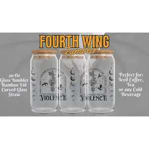 Fourth Wing Glass Tumbler – “Violence” Quote Edition