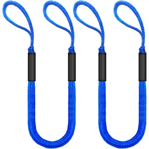 4FT Bungee Dock Line for  - Shock-Absorbing Elastic Rope with Quick-Release Loops - Secure Docking for Bass Boat, PWC, Canoe(Blue)