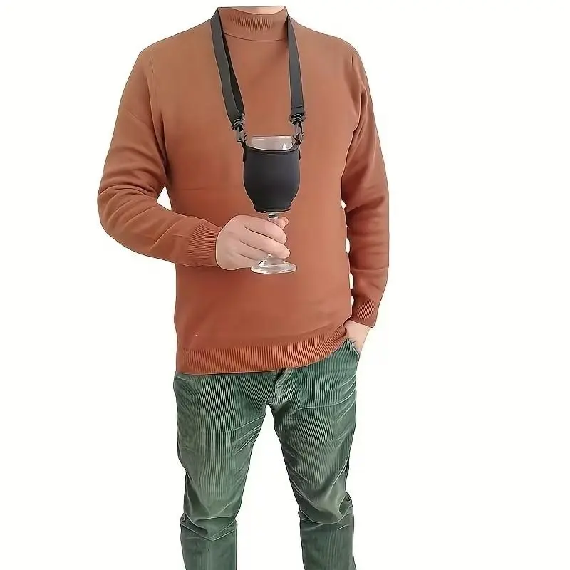 Set of 4 Adjustable Durable Wine Glass Holders with Neck Straps, Portable Cup Sleeves for Outdoor Activities, Hands-Free Wine Glass Carrier