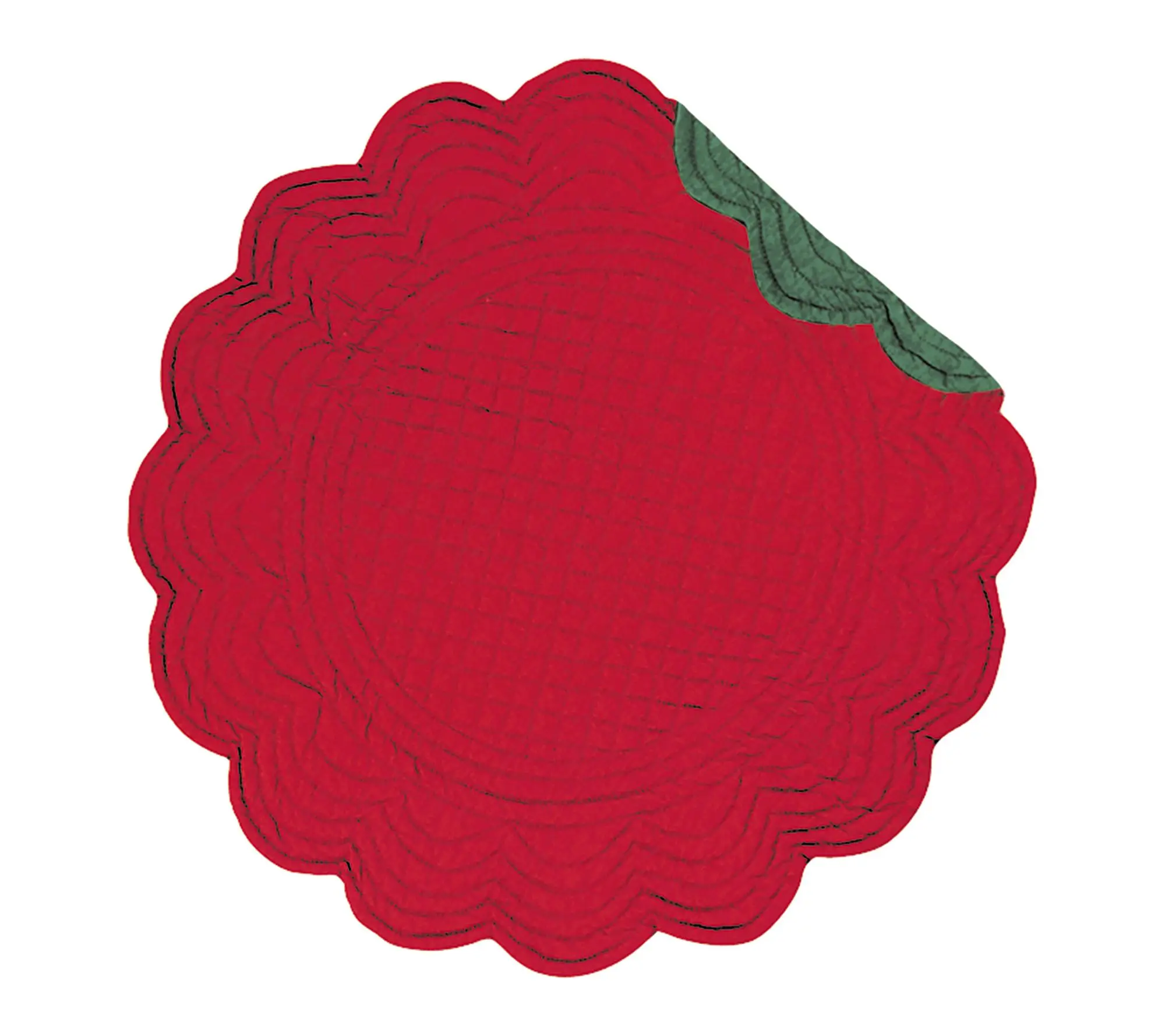 Red & Green Rou nd Quilted Plac emat Set of 6 b y Valerie