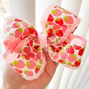 Hair Clips, Strawberry Bows, Hair Accessories