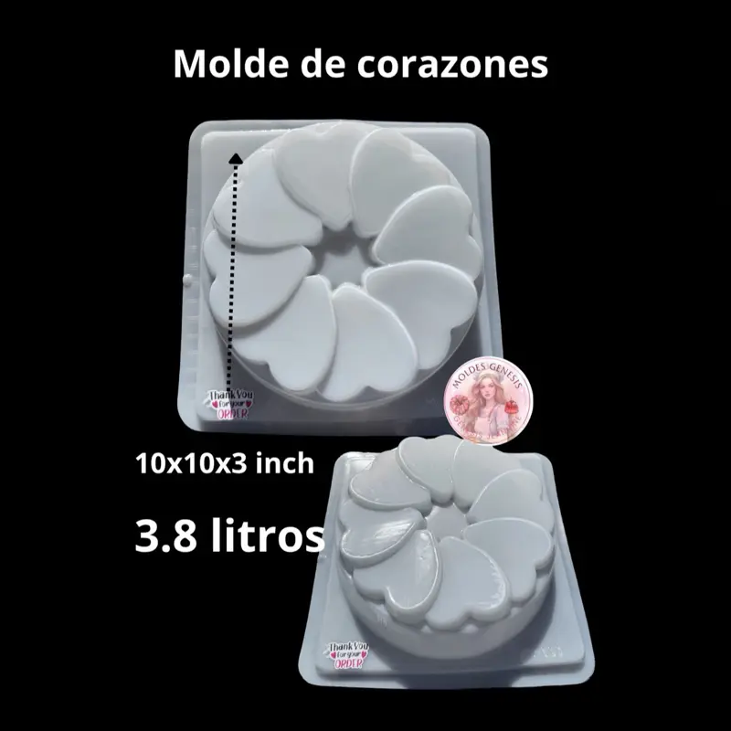 Molde de plástico en forma de corazones para gelatinas creativas