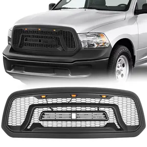 Front Grille Grill Compatible with 2013-2018 Dodge Ram 1500, Front Bumper Grill with Amber Lights