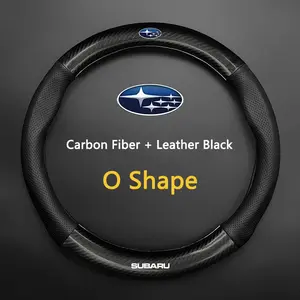 Car Steering Wheel Cover for Subaru Outback Brz Wrx Xv Ascent Forester Impreza Legacy, Anti-Slip Carbon Fiber Leather Ultrathin