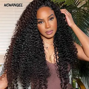 WOWANGEL Wear To Go Half Wig Kinky Curly 200% 300% Density Glueless Human Hair Wigs Seamless Flip Over Wigs Beginner Friendly Spring Sale