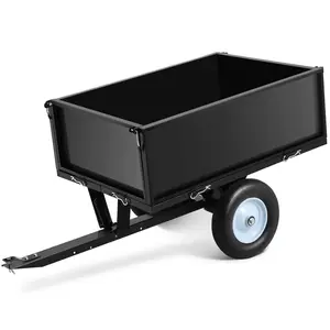 Heavy Duty Steel Dump Cart – 500 lbs Capacity Utility Trailer – 11.4 Cu.Ft, Removable Tailgate, Sturdy Wheels – Tow Behind for ATV, UTV, Lawn Mower, Tractor – Ideal for Yard, Garden, Landscaping