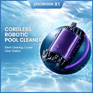 Poolease X1 Robotic Pool Vacuum for Above/Flat In-Ground Pools up to 960 Sq.Ft with 100 Min Runtime, Auto Park Cordless Pool Cleaner with Dual-Motor 2L Capacity, Ideal for Home Pool