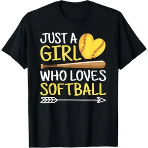 100% Cotton Just A Who Loves Softball Cute Softball Lover T-Shirt 100% Cotton Just A Who Loves Softball Cute Softball Lover T-Shirt