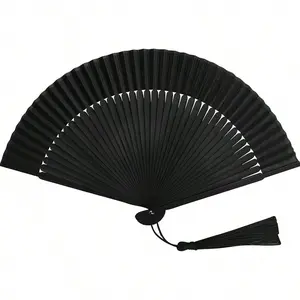 1. Summer Retro Black Fan, Foldable Handheld Fan, Japanese Charming Elegance Vintage Style, Wooden Accordion Fan, Fashion Show Fabric Fan, Handheld Line Dance Fan, Dance Decorative Hand Fan, Suitable for Parties, Weddings, and Home Decor
