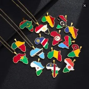 African Countries Map Flag Necklaces Ghana Somalia South africa Nigria Senegal.