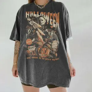 Vintage MMichaell Retro Myerss Halloween Shirt, Thriller Friday the 13th Shirt Crewneck Casual Cotton T-Shirt Underwear, Menswear, Halloween Gift