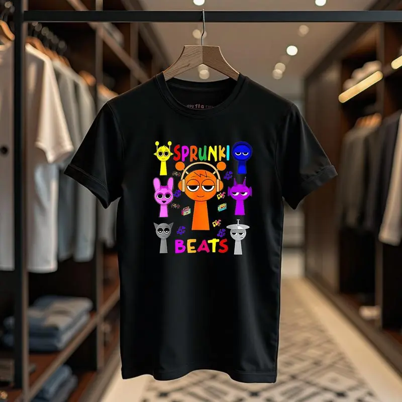 Casual T-shirt Sprunki Beats Funny Sprunki team Sprunki Game 100% Cotton T-Shirt For Woman Man Unisex