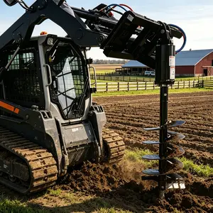 Compact Wheel Loader Auger Attachment, 9" Hydraulic Post Hole Digger with Planetary Gear, Hydraulic Drive, Quick Attach, Universal Fit for Fence Installation, Planting Posts
