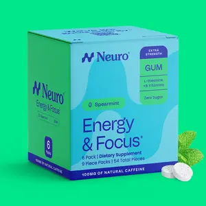 Neuro Spearmint Extra Strength Energy & Focus Gum/Mints - Sugar Free with Natural Caffeine, L-theanine, Vitamin B12 & Vitamin B6