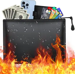 Small Fireproof Document Bag, Waterproof Fire Proof File Bag, Important Documents Organizer Safe Fire for Cash with Zipper, Bank Fireproof Money Bag for Valuables Legal Documents Safe