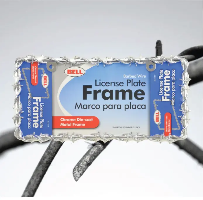 Bell Automotive 22-1-46144-8 Universal Barbed Wire Design License Plate Frame