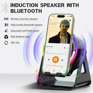 Bluetooth Speaker with LED Nightlight High-Quality Wireless Speaker Adjustable Cell Phone Stand RGB Ambient Light 360° Flip