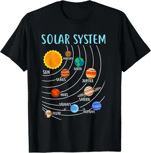 Solar System Planets Science Space Boys Girls STEM Summer Casual Shortsleeve Cotton T-Shirt