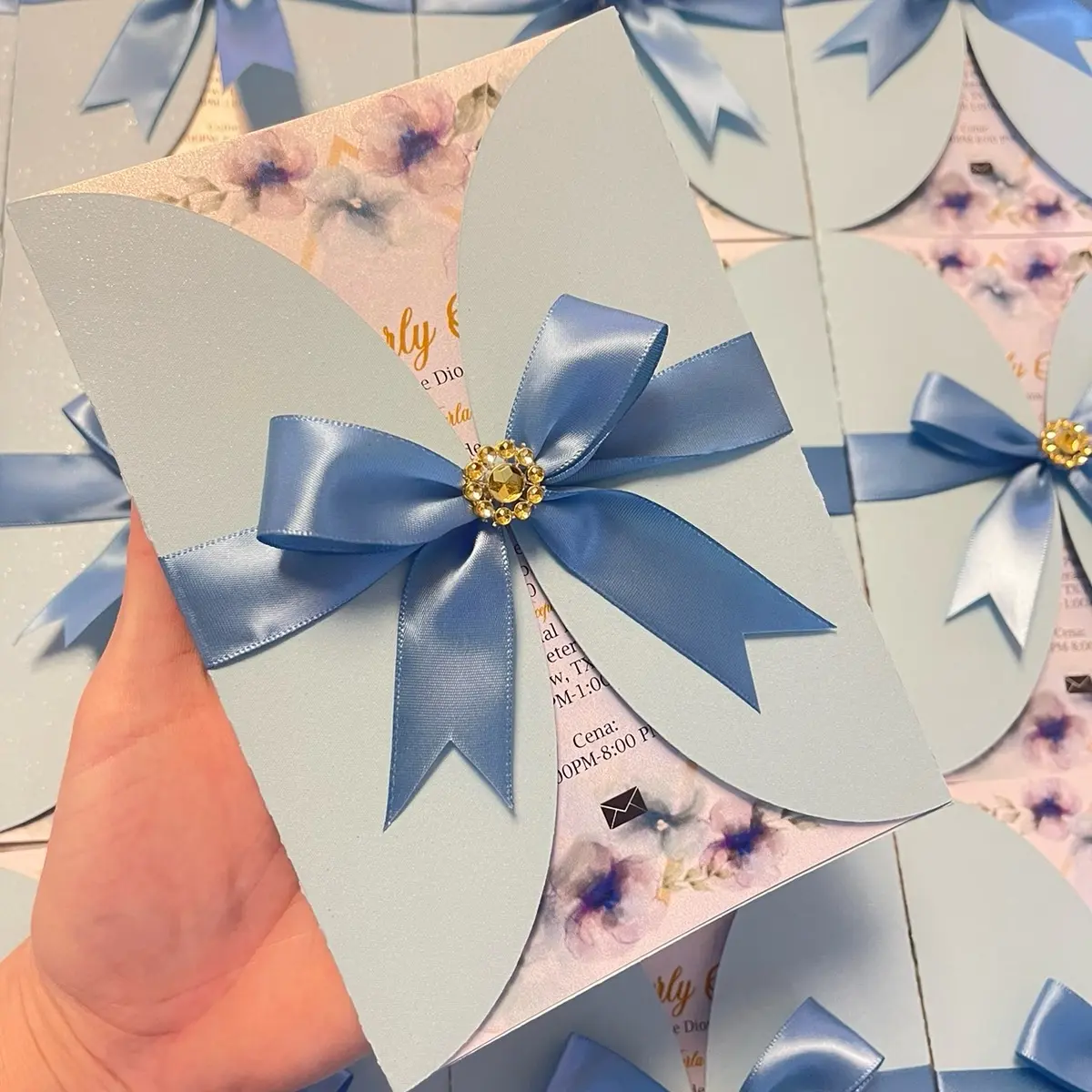 Quinceañera Invitations dusty blue