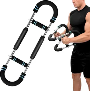 Twister Arm Trainer, 66-110lb Adjustable Chest & Arm Workout Tool, Compact Twister Arm Strengthener, Portable Power Twister Bar with Snap - Together Detachable Design for Fitness Anywhere(Blue)