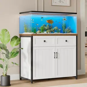 40-50 Gallon Aquarium Stand with Power Outlets, Cabinet for Fish Tank Accessories Storage, Heavy Duty Metal Fish Tank Stand Suitable for Turtle Tank, Reptile Terrarium, White wide storage walnut  kitchen  cabinets kitchen  cabinets drawer  dresser