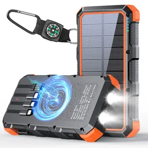 Solar Power Bank 49800mAh Wireless Charger QC Fast Charging Solar Charger Power Bank 8 Outputs 4 Inputs Solar Portable Charger Compatible with All Mobile Devices,SOS/Strobe/Strong Flashlights