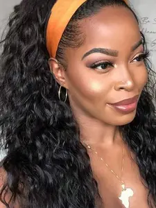 Women's 20 Inch Headband Wig, Fashion Wig, Deep Wave Synthetic Fiber, Long Wavy & Curly Styles, Synthetic Curly Wigs, Perfect for Daily Wear & Special Occasions