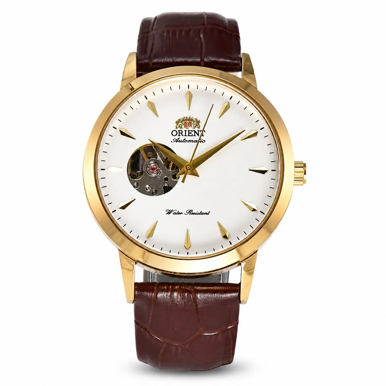 Orient Men's Automatic Open Heart Dress Watch, Semi Skeleton Dial, Croc-Embossed Leather Strap, Water Resistant, Classic Business Wristwatch, Multi Dial & Case Options, Ideal Birthday Anniversary Gift for Him