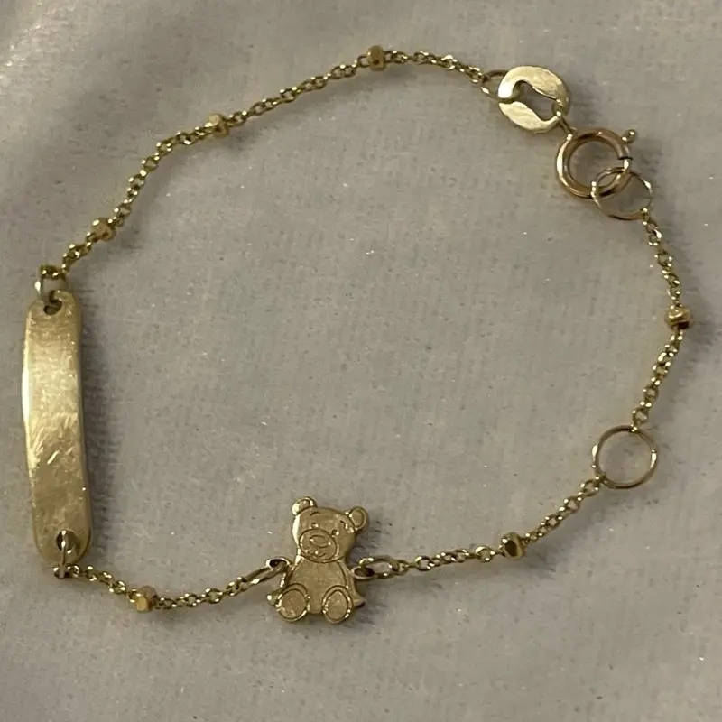 14k gold children's bear bracelet