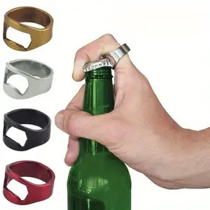 1pc Multi-Functional Stainless Steel Colorful Ring-Shape Opener Beer Bottle Opener Beverage Can Opener