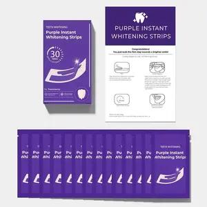 V34 Teeth Whitening Strips 14Pairs Purple Enamel Safe for Sensitive Tooth, Purple Toothpaste, Whitens Teeth, Purple Whitening Strips, Removes Yellow Stains & Bad Breath - Effective Color Correction for a Brighter Smile