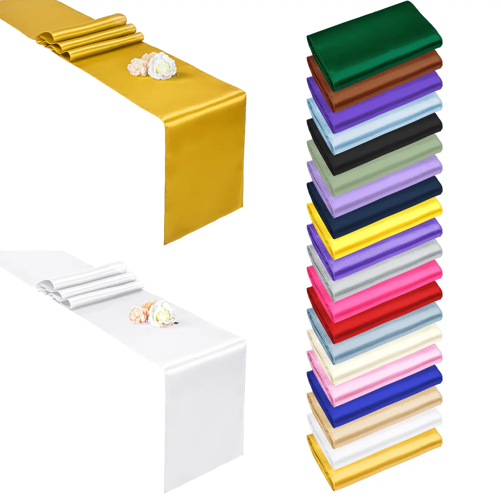 10/12/15/20/24 PC 12*108inch Satin Table Runner Premium Table Runner for Wedding Bright Silk Table Runner for Party,Banquet,Events,Graduations Decoration fit Rectange and Round Table，#Outdoor gathering gear #Back-to-school #Halloween