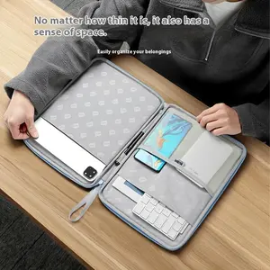 Durable solid color high-end tablet bag, suitable for business trips, tablets, iPads, laptops, storage bags