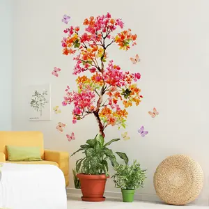Set of 2 Tree Butterfly Wall Stickers (30x90cm), Living Room Bedroom Home Decor, Decoration Sticker, Easy-Remove Self-Adhesive Art Decals, Decorative Sticker