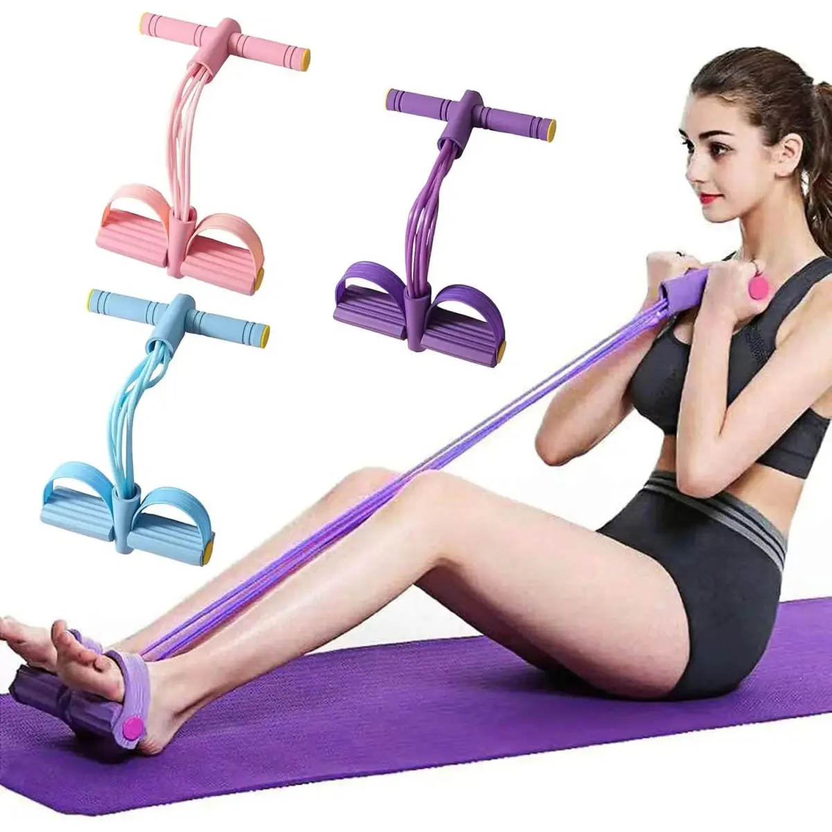 Multi-Function Tension Rope with Handles - Home Gym Tummy Exercise, Workout & Fitness Gear for Men & Women, Tummy Exercise Equipment, Workout Equipment