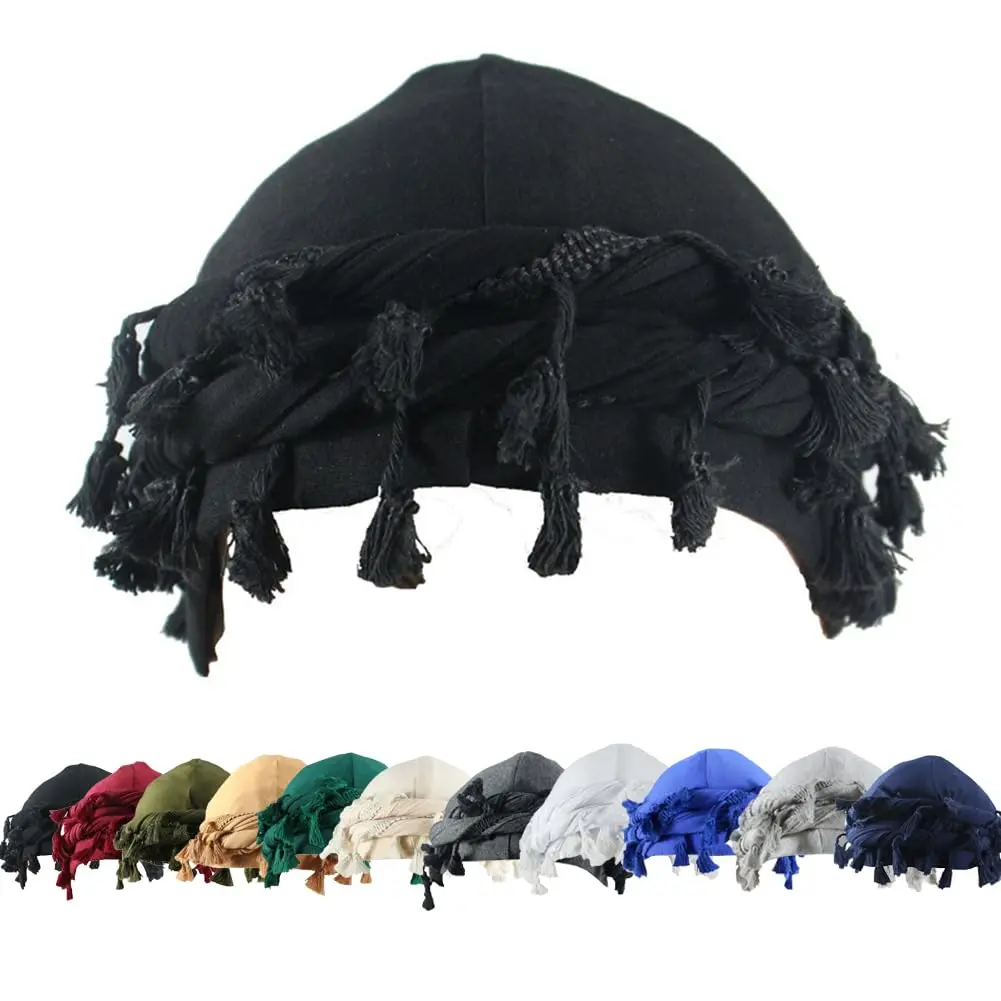 Retro Ethnic Head Wrap for Men - Stylish Turban with Tassels, Perfect for Outdoor Activities & Cultural Events, Soft & Comfortable Durag Headwear