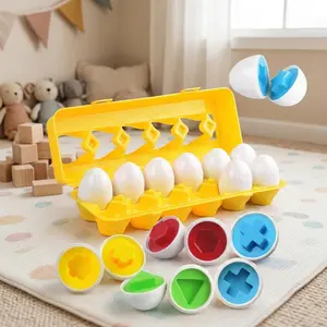 Coogam Matching Eggs 12 pcs Set Color & Shape Recoginition Sorter Puzzle for Toddlers Easter Travel Game Early Suitable for Early Learning & Fine Motor Skillsucational Fine Motor Skill Montessori Gift for Year Old Kids