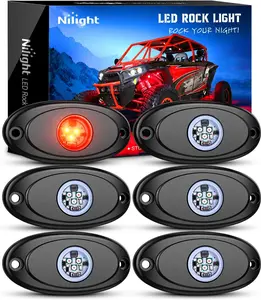 Nilight LED Rock Light 6PCS Red Light Pods Waterproof Under Body Wheel Well Light Exterior Interior Lights for Car Truck Pickups ATV UTV SUV #springtok Vehicle  dealsforyoudays