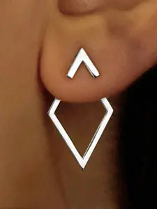 Simple Geometric Square Stud Earrings, Two-Way Wear, Fashionable Hollow Diamond Design, Casual Daily Accessory for Women, Stud Earrings Jewelry