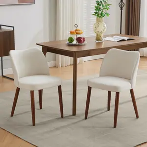 Garvee Set of 2 Upholstered Wingback Dining and Kitchen Chairs with Wood Legs, Thick Cushions, Leveling Feet, Available in Fabric or PU, Multiple Colors Including Camel, Brown, Green, Light Gray, Dark Gray, Perfect for Dining and Living Rooms