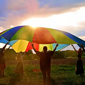 Rainbow Parachute Toy, Multicolor Gymnastics Training Equipment, Outdoor Sensory Integration Gear, Perfect for Outdoor Parties & Team Building