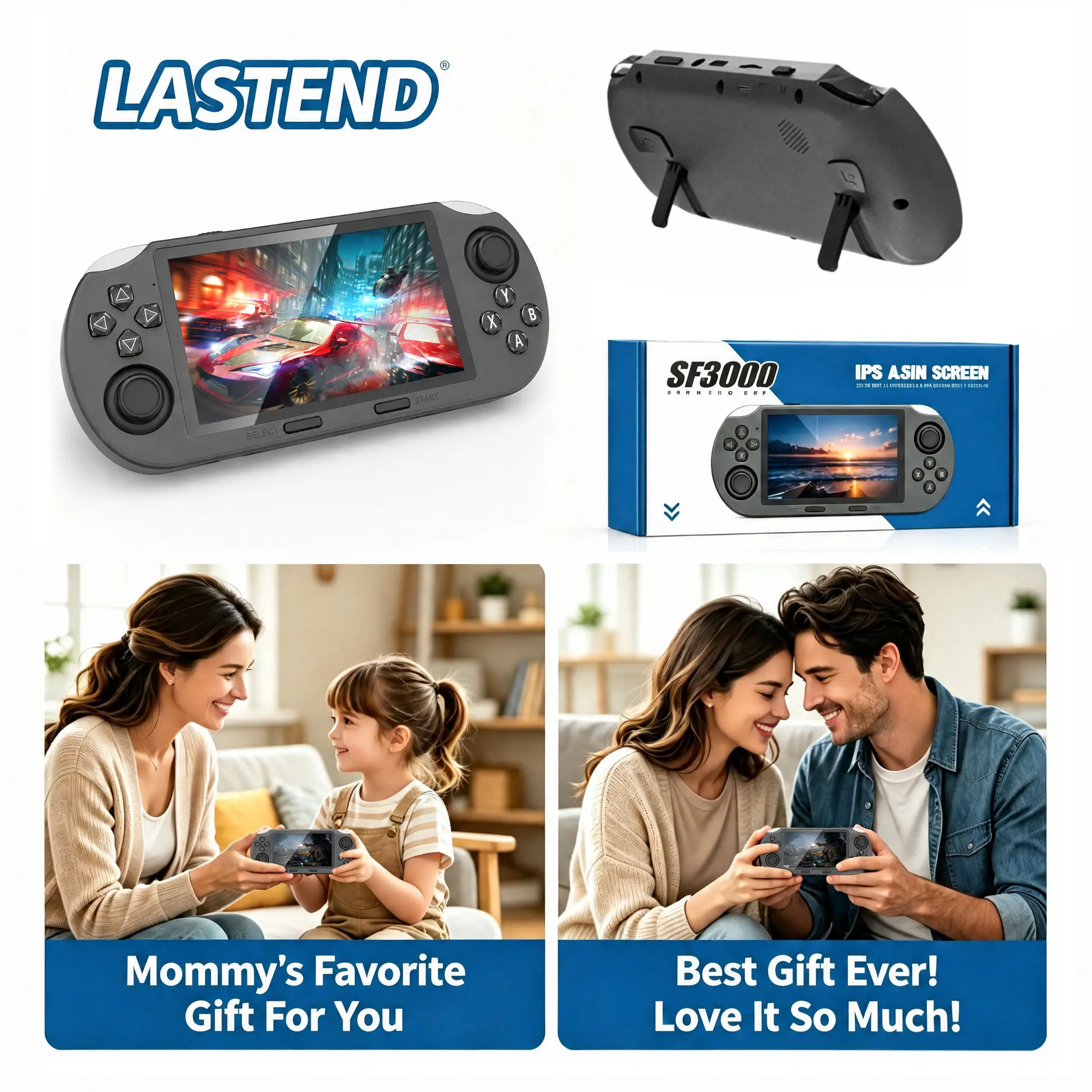 LASTEND SF3000 Portable Retro Handheld Game Console - 4.5" IPS Screen, 3000mAh Rechargeable Battery, 16GB TF Card, Compact Electronics Device with Protection, Father's Day Gift for Men, Handheld Gaming Console, Portable Large Screen Handheld Games Console