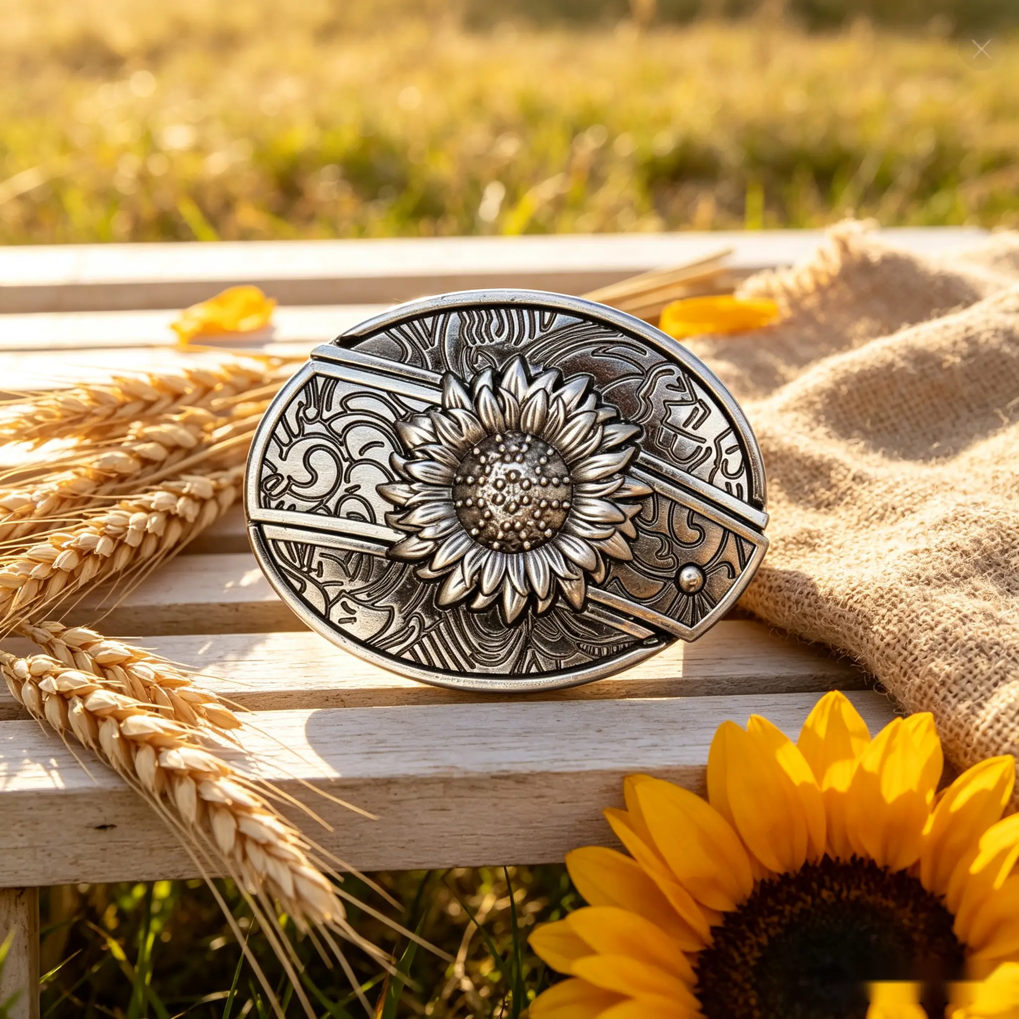 Antique Silver Engraved Sunflower Western Belt Buckle - Retro Cowboy, Hip-Hop Style Buckle Head for Men - High-Quality Western Wear Accessory, Ideal Gift for Boyfriend Husband Father for Daily Wear Party,Country Music Festival, Casual Denim Outfit