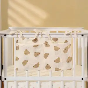 Style Baby Bed Storage Organizer, Dual Pocket Headrest Hanging Bag, Diaper & Toy Holder, Thin Mesh All-Seasons Infant Bag